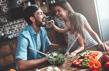 Family eating dinner